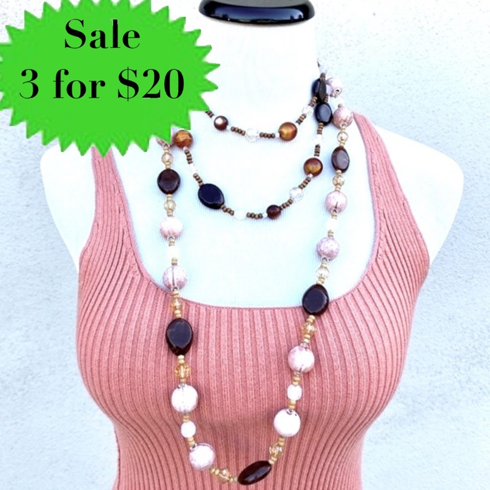 Chunky beaded necklace 2 set bundle wrap around lariat lot layered multistrand